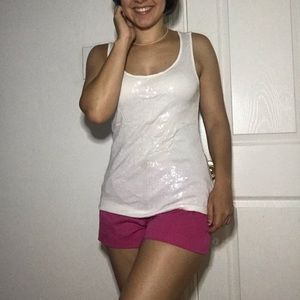 White Sparkly Tank Top